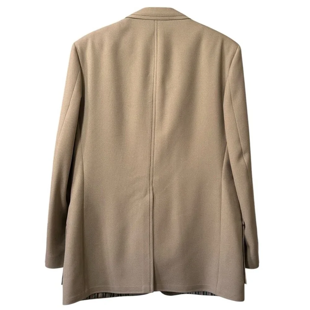 Johnny Carson Blazer Mens Measured Tan Sports Coat Jacket 2 Buttons Designer VTG
